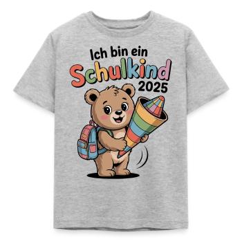 Bear School Cone School Enrollment Elementary School Back to School - Kids' T-Shirt - heather grey - Front - AI Model Kid Male (0cm)