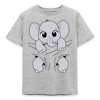 Baby Elefant Tier Elefantenbaby tragen Babyelefant - Kinder T-Shirt - Grau meliert - Vorne - AI Model Kid Male (0cm)