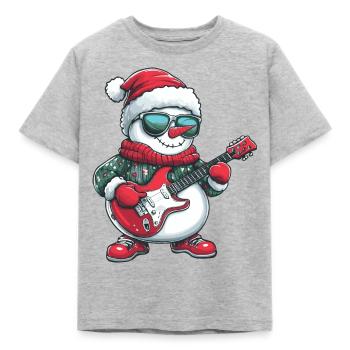 Snowman Christmas Rocker Guitar - Kids' T-Shirt - heather grey - Front - AI Model Kid Male (0cm)