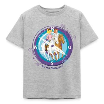 Bibi und Tina 'Auf ins Abenteuer' - Kinder T-Shirt - Grau meliert - Vorne - AI Model Kid Male (0cm)