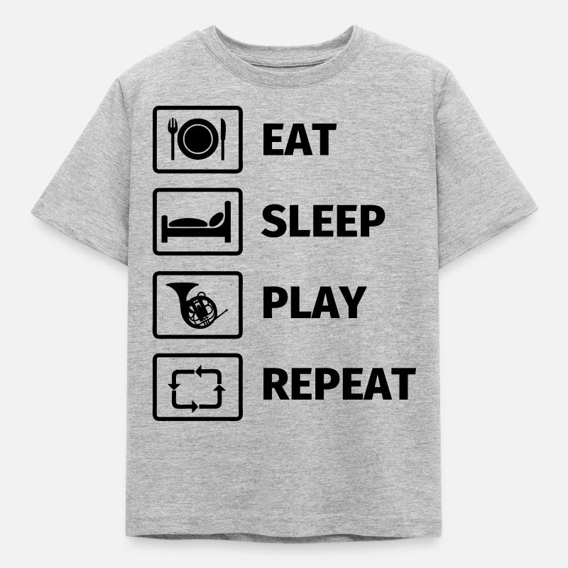 EAT SLEEP HORN REPEAT - Kinder T-Shirt - Grau meliert