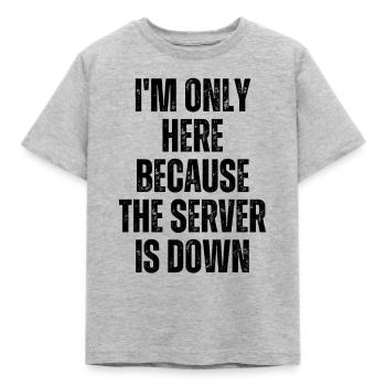 Ich bin nur hier, weil der Server lustig ausgefallen ist - Kinder T-Shirt - Grau meliert - Vorne - AI Model Kid Male (0cm)