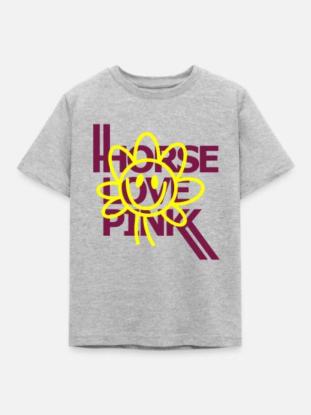 HORSE LOVE PINK SMILE - Kinder T-Shirt - Grau meliert
