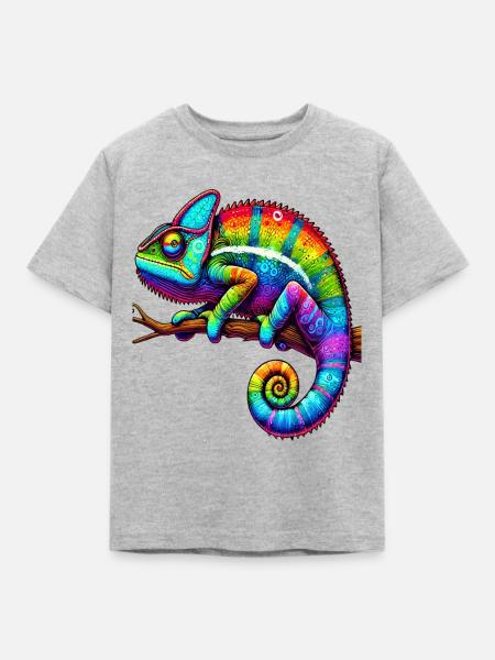 Chamäleon - Kinder T-Shirt - Grau meliert