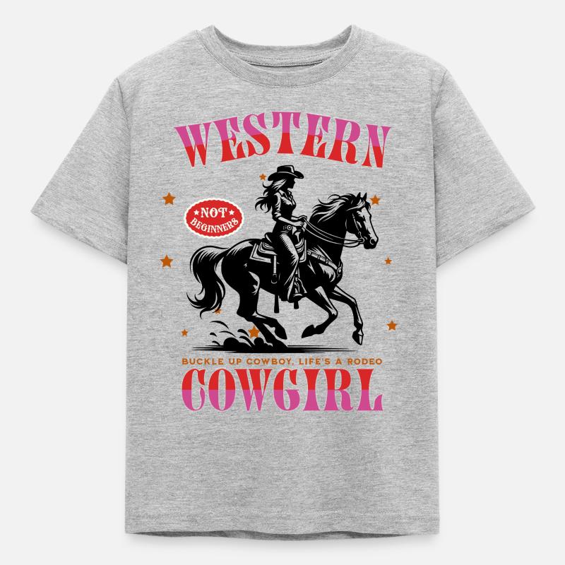 Conception de Howdy Rodeo – Pas pour les débutants - T-shirt Enfant - gris chiné