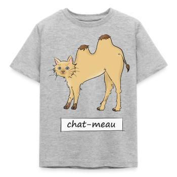 Katze meau - Kinder T-Shirt - Grau meliert - Vorne - AI Model Kid Male (0cm)