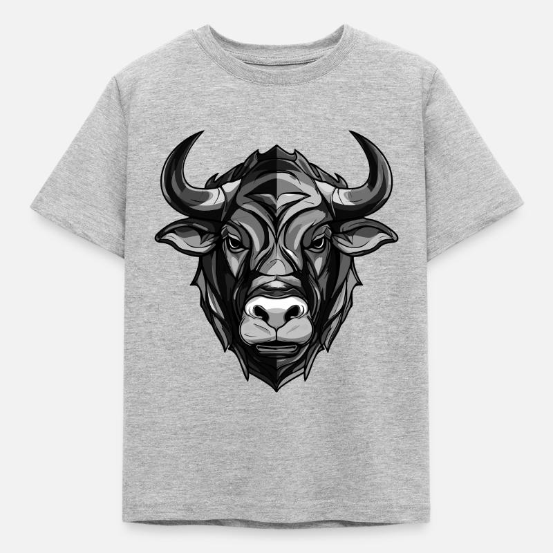 Bulle Kopf Taurus - Kinder T-Shirt - Grau meliert