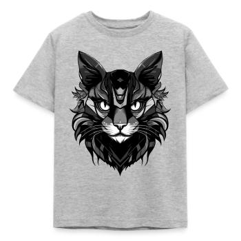 Katze Kopf - Kinder T-Shirt - Grau meliert - Vorne - AI Model Kid Male (0cm)