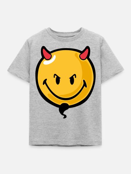 Smiley devil - Kinder T-Shirt - Grau meliert