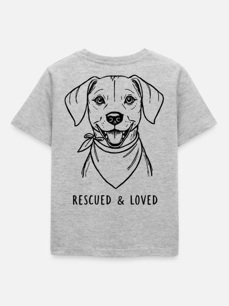 Rescued & Loved Dog - Kinder T-Shirt - Grau meliert