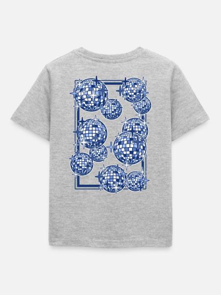 Spiegelkugeln in Blau - Kinder T-Shirt - Grau meliert