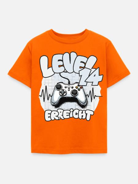 Level 14 erreicht Controller Joypad Herzschlag - Kinder T-Shirt - Orange