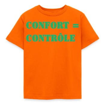 KOMFORT = KONTROLLE - Kinder T-Shirt - Orange - Vorne - AI Model Kid Male (0cm)