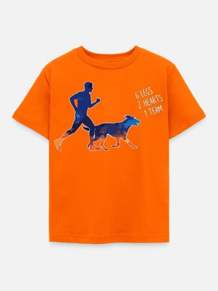 Canicross Läufer Und Hund Team - Kinder T-Shirt - Orange