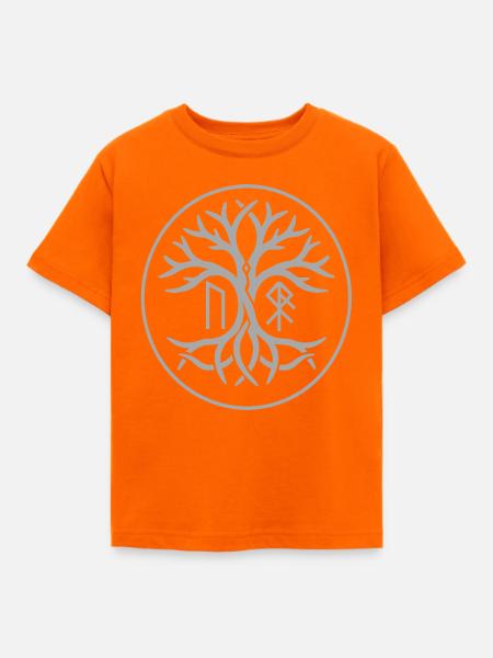Yggdrasil Runenbaum | Nordisches Wikinger Symbol - Kinder T-Shirt - Orange