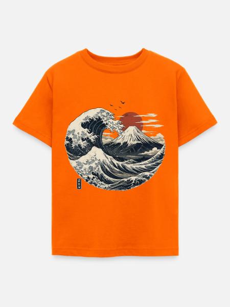 Fujiyama Wave - Kinder T-Shirt - Orange