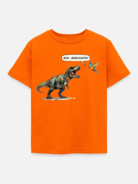 Ururururgrossvater T-Rex und Papagei - Evolution - Kinder T-Shirt - Orange