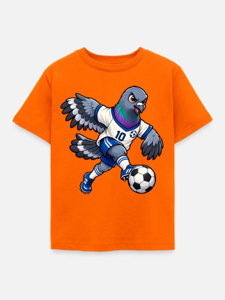 Taube beim Fußball - Kinder T-Shirt - Orange