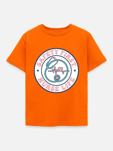 Nurse Life Safety First Retro-Stethoskop-Geschenk - Kinder T-Shirt - Orange
