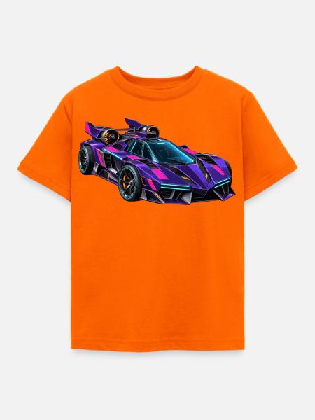 Lila Neon-Supersportwagen - Kinder T-Shirt - Orange