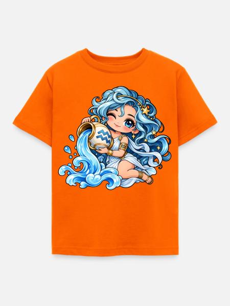 Wassermann Sternzeichen Frauen Kawaii - Kinder T-Shirt - Orange