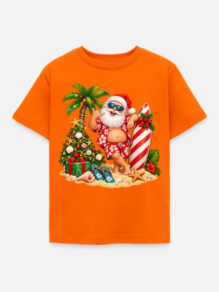 Weihnachten am Meer – Lustiger Weihnachtsmann - Kinder T-Shirt - Orange