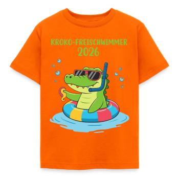 Crocodile Nageur Libre 2026 – Seahorse réussi - T-shirt Enfant - orange - Devant - AI Model Kid Male (0cm)