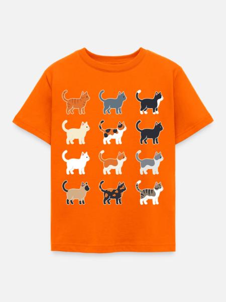 Katzen Illustration Raster - Kinder T-Shirt - Orange
