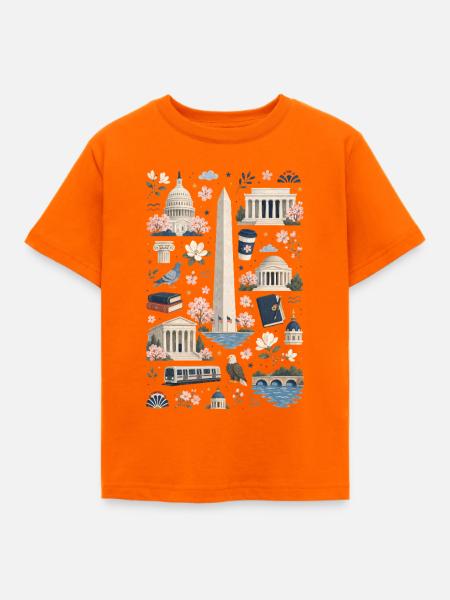 Washington D.C. | Monumente & Kirschblüten - Kinder T-Shirt - Orange