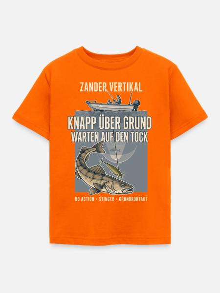 Zander Vertikal Knapp Über Grund - Kinder T-Shirt - Orange