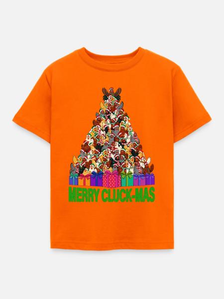 Hühner-Weihnachtsbaum mit Weihnachtsgeschenken - Kinder T-Shirt - Orange