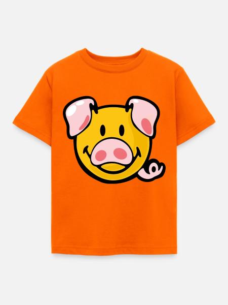 Smiley Pig - Kinder T-Shirt - Orange