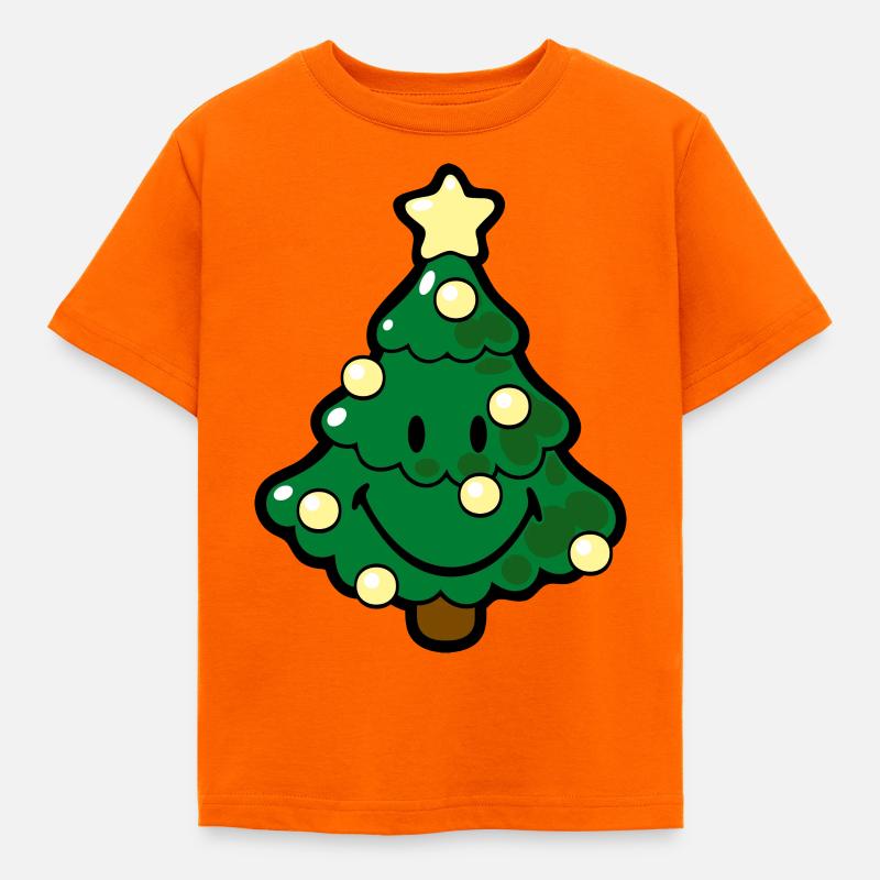 Smiley Christmas Tree - Kinder T-Shirt - Orange