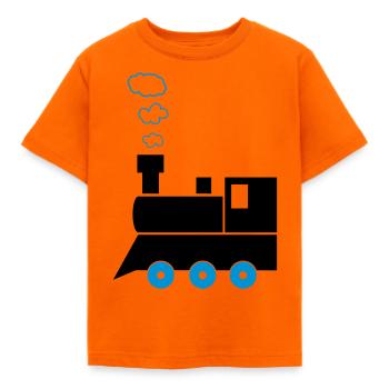 lokomotive_02 - Kinder T-Shirt - Orange - Vorne - AI Model Kid Male (0cm)