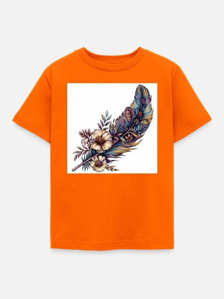 Feder Blumen Schmuck Gras Vogelfeder - Kinder T-Shirt - Orange