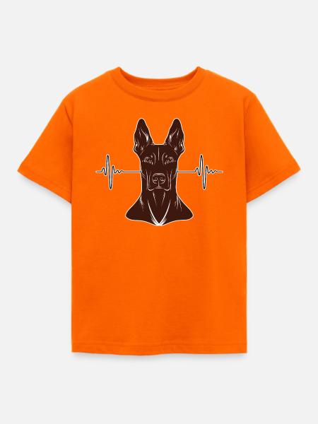 Dobermann Herzschlag – Rust Look - Kinder T-Shirt - Orange