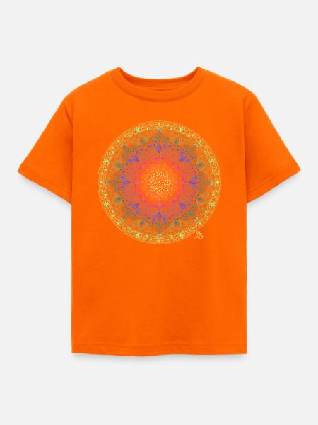Regenbogen Mandala Fusion - Kinder T-Shirt - Orange