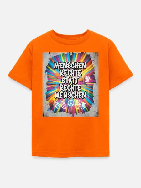 Buntes Graffiti Menschenrechte Statement - Kinder T-Shirt - Orange