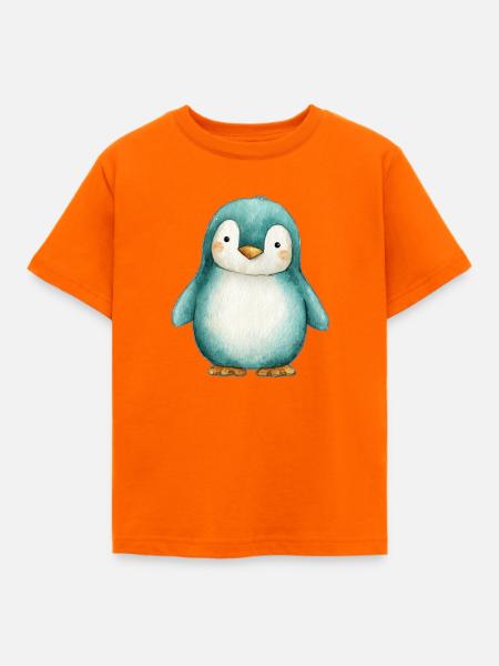Frosted Penguin – Winterkinderillustration - Kinder T-Shirt - Orange