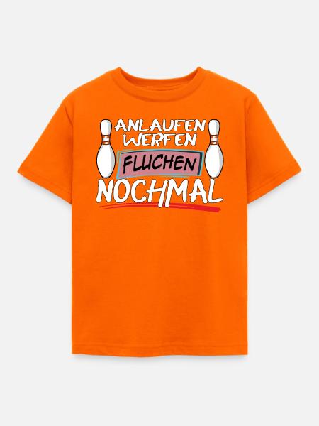 Anlaufen Werfen Fluchen Nochmal Bowling - Kinder T-Shirt - Orange
