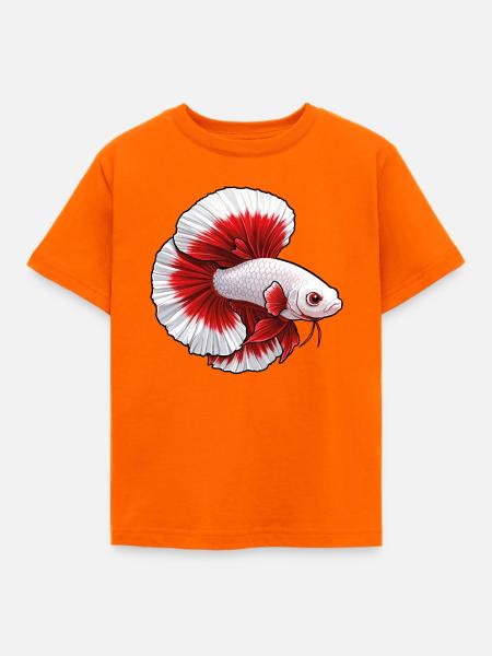 Red White Kampffisch - Kinder T-Shirt - Orange