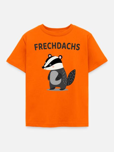 Frechdachs Lustiger Dachs Spruch - Kinder T-Shirt - Orange