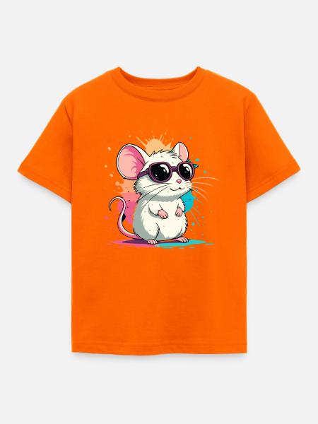 Mouse Chic Neonbrillen - Kinder T-Shirt - Orange