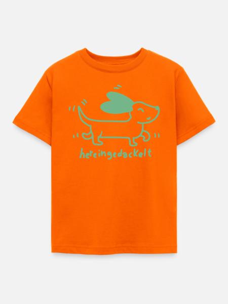  Dackel verspielt, handgezeichnet - Kinder T-Shirt - Orange
