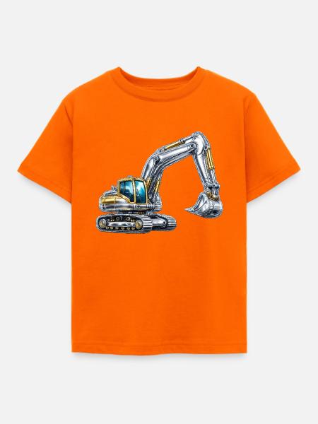 Bagger Chrom-Bagger Bagger Futuristischer Bagger - Kinder T-Shirt - Orange