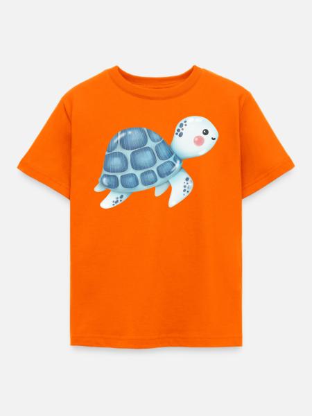Kuschelschildkröte Blau Muster - Kinder T-Shirt - Orange