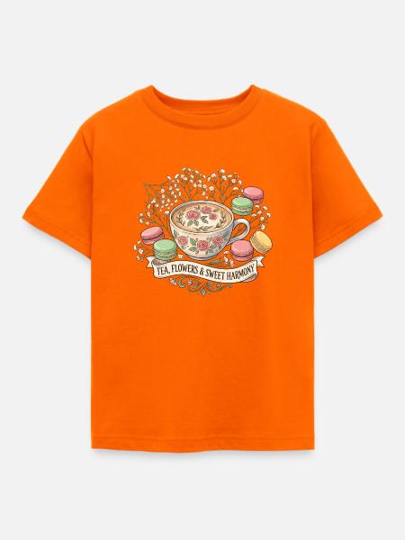 Teeblumen und süße Harmonie - Kinder T-Shirt - Orange