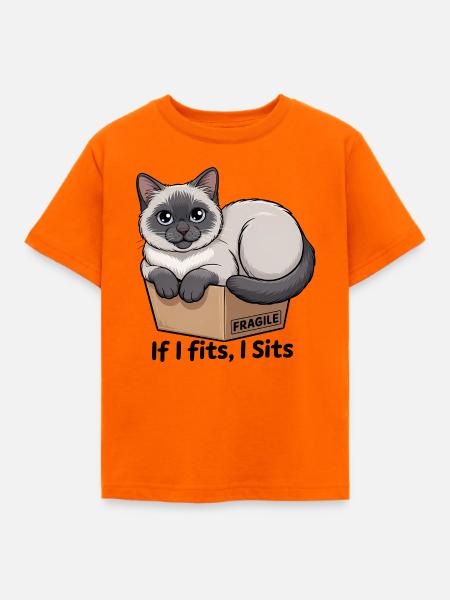 Fragiles Katzen-im-Box-Meme - Kinder T-Shirt - Orange