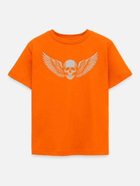 Geflügelte Schädel-Grunge-Kunst - Kinder T-Shirt - Orange