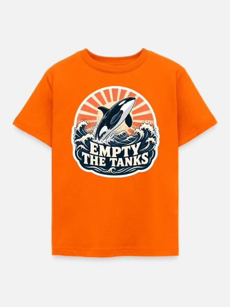 Orca Schutz – Empty the Tanks - Kinder T-Shirt - Orange